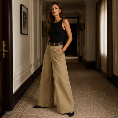 Pantalon décontracté à jambes larges pour femme