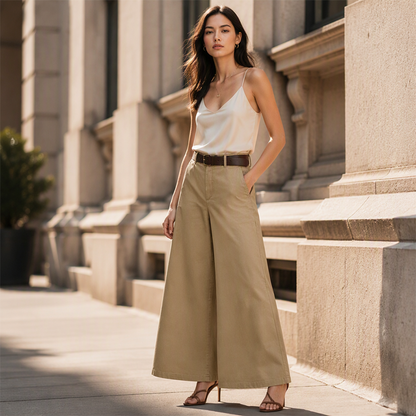 Pantalon décontracté à jambes larges pour femme