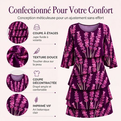 Robe femme à imprimé fleuri et volants étagés