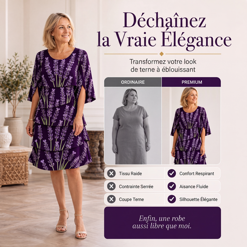 Robe femme à imprimé fleuri et volants étagés