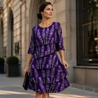 Robe femme à imprimé fleuri et volants étagés
