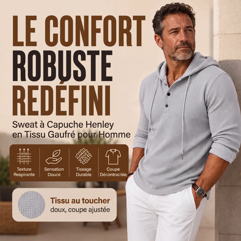 Sweat à capuche décontracté pour en maille gaufrée