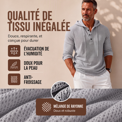 Sweat à capuche décontracté pour en maille gaufrée