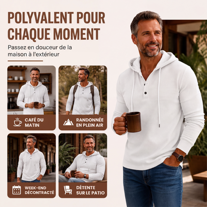 Sweat à capuche décontracté pour en maille gaufrée