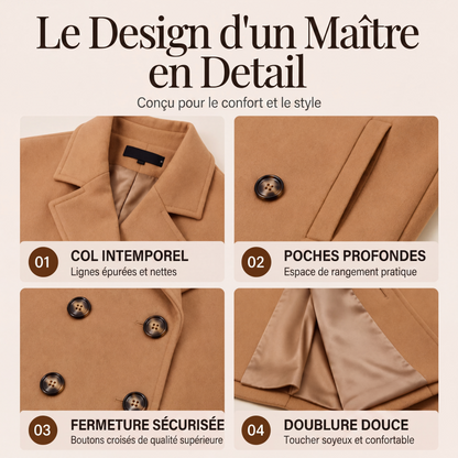 Manteau femme croisé en mélange de laine