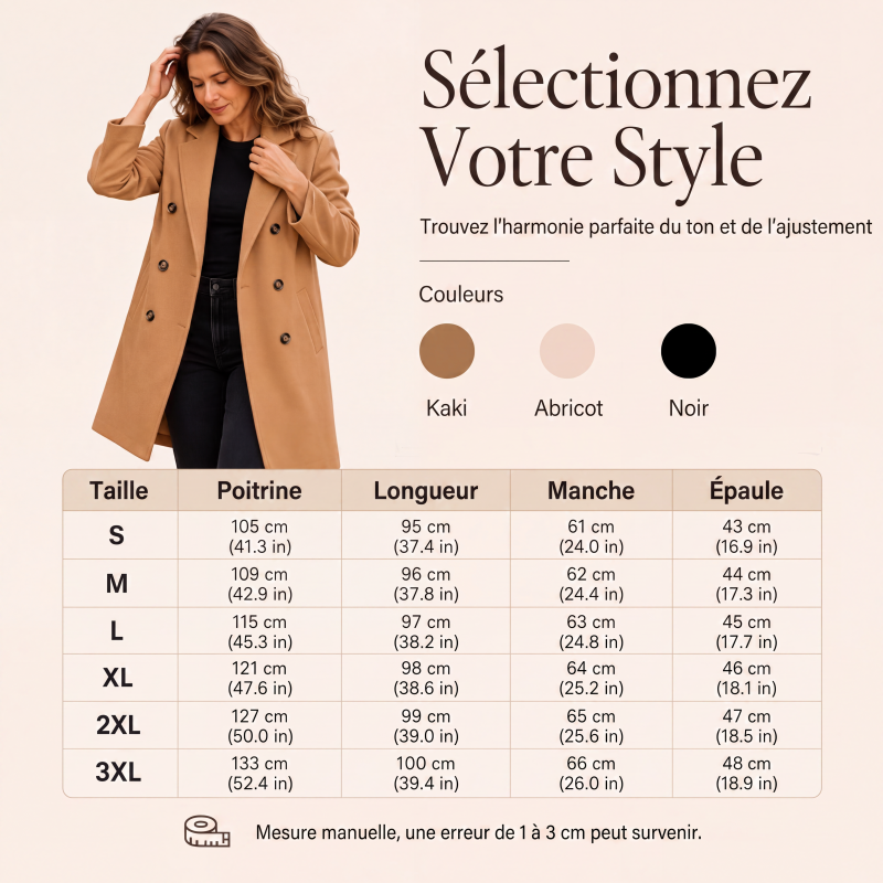 Manteau femme croisé en mélange de laine