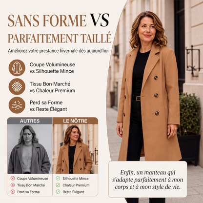 Manteau femme croisé en mélange de laine