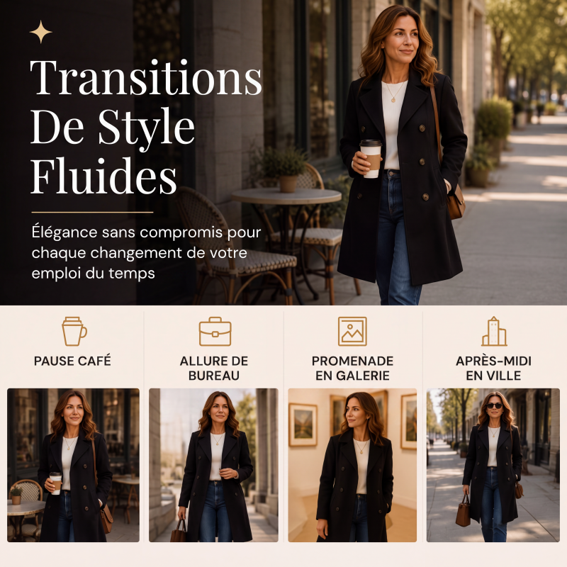 Manteau femme croisé en mélange de laine