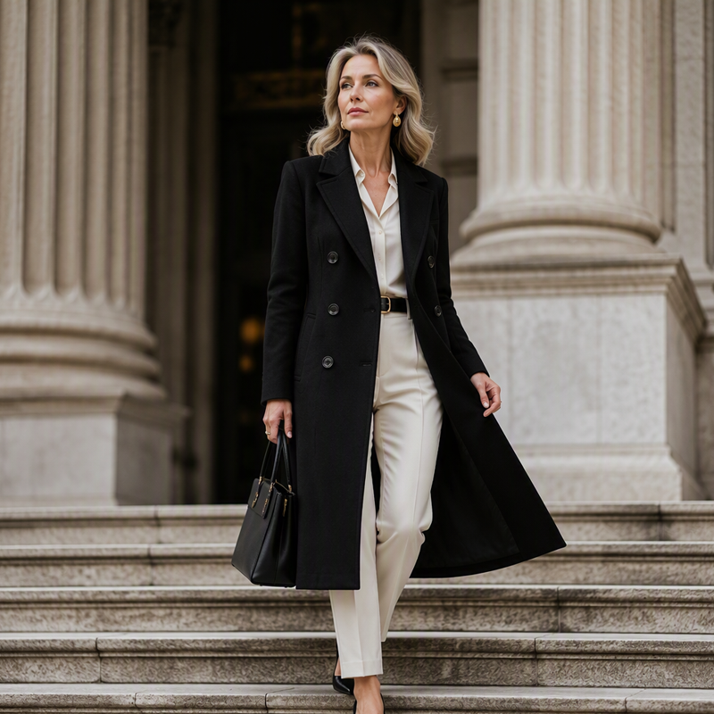 Manteau femme croisé en mélange de laine