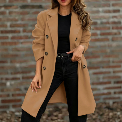 Manteau femme croisé en mélange de laine