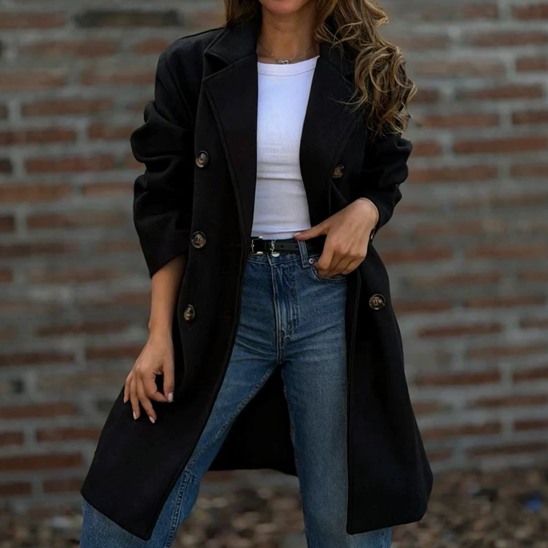 Manteau femme croisé en mélange de laine