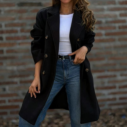Manteau femme croisé en mélange de laine