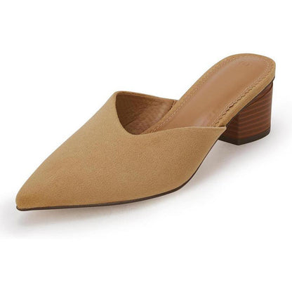 Mules à bout pointu et talon épais pour femme