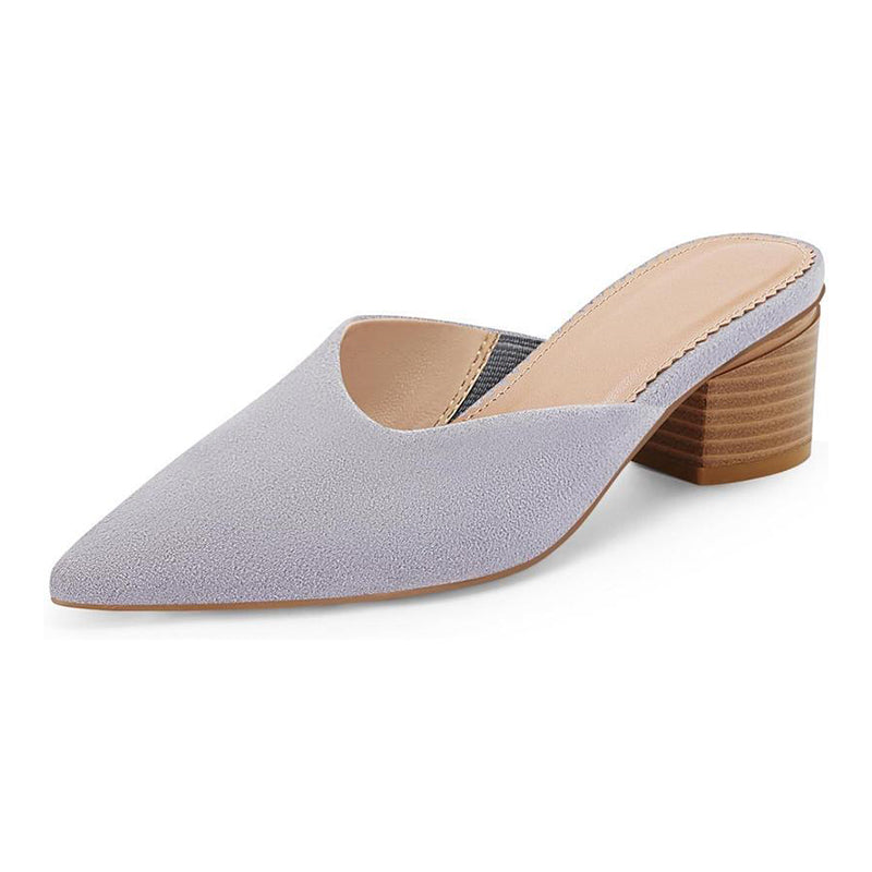Mules à bout pointu et talon épais pour femme