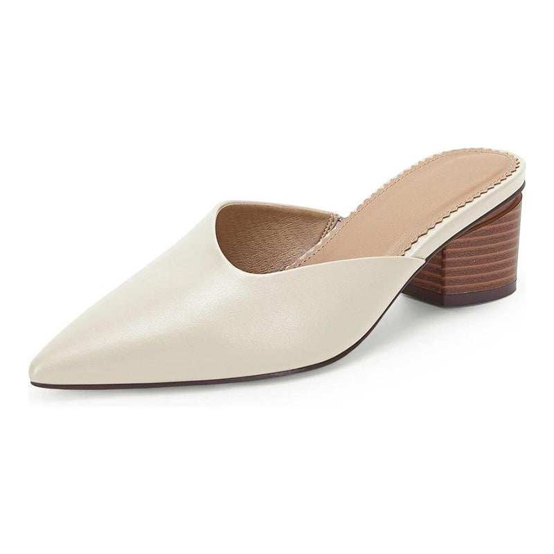 Mules à bout pointu et talon épais pour femme