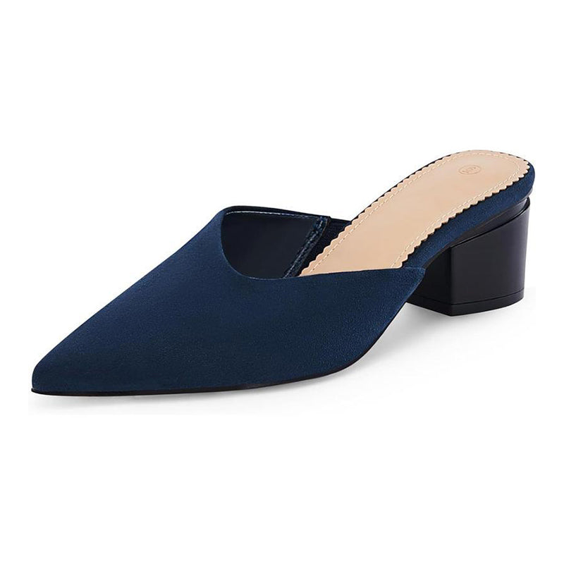 Mules à bout pointu et talon épais pour femme