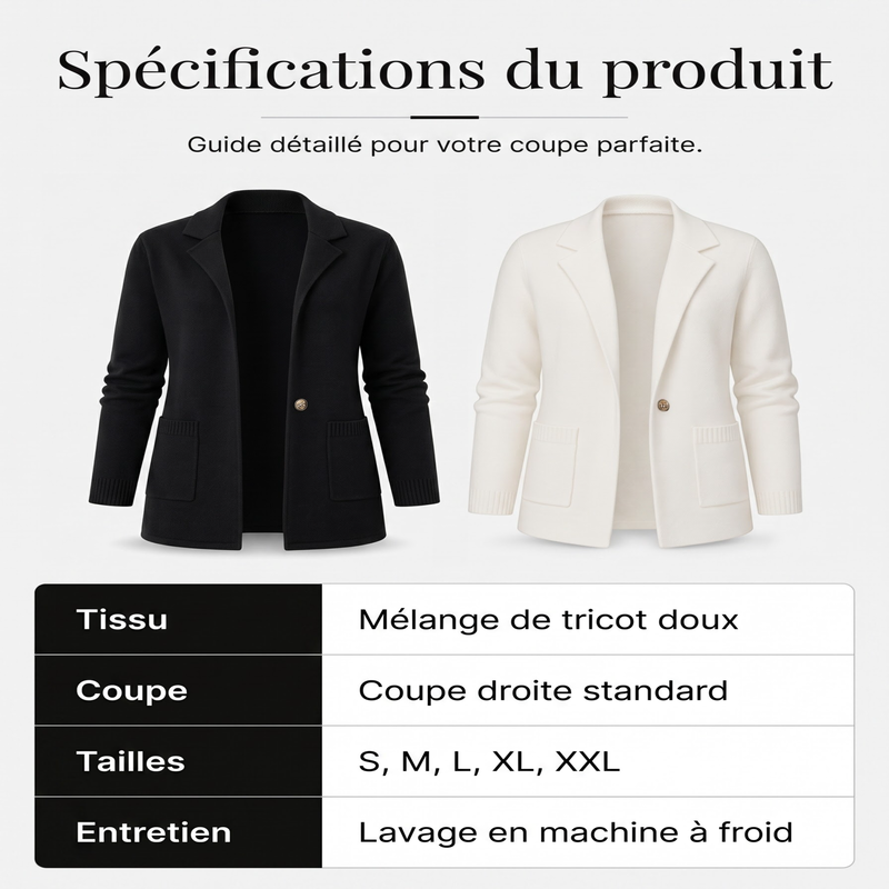 Cardigan en maille à col tailleur pour femme