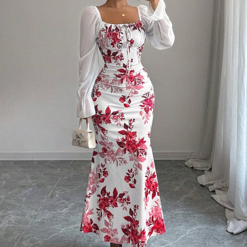 Robe évasée élégante à imprimé floral pour femme