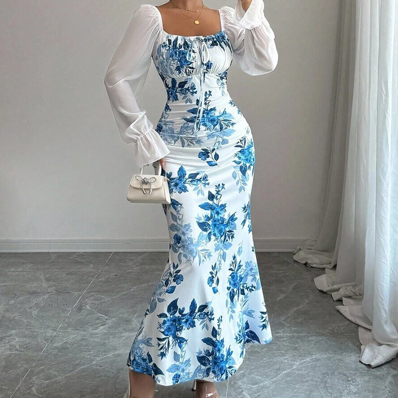 Robe évasée élégante à imprimé floral pour femme