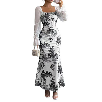 Robe évasée élégante à imprimé floral pour femme