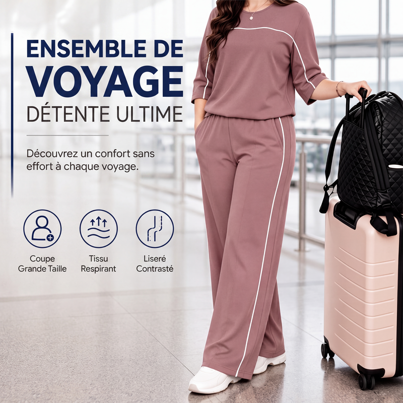 Ensemble haut et pantalon décontracté à manches courtes pour femme