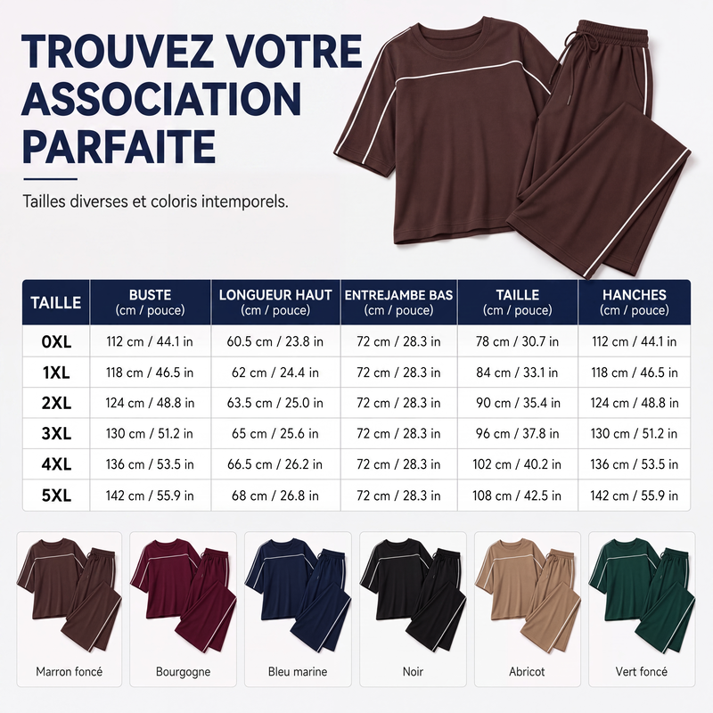 Ensemble haut et pantalon décontracté à manches courtes pour femme