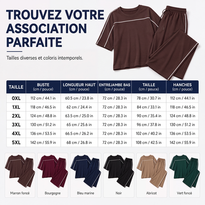 Ensemble haut et pantalon décontracté à manches courtes pour femme