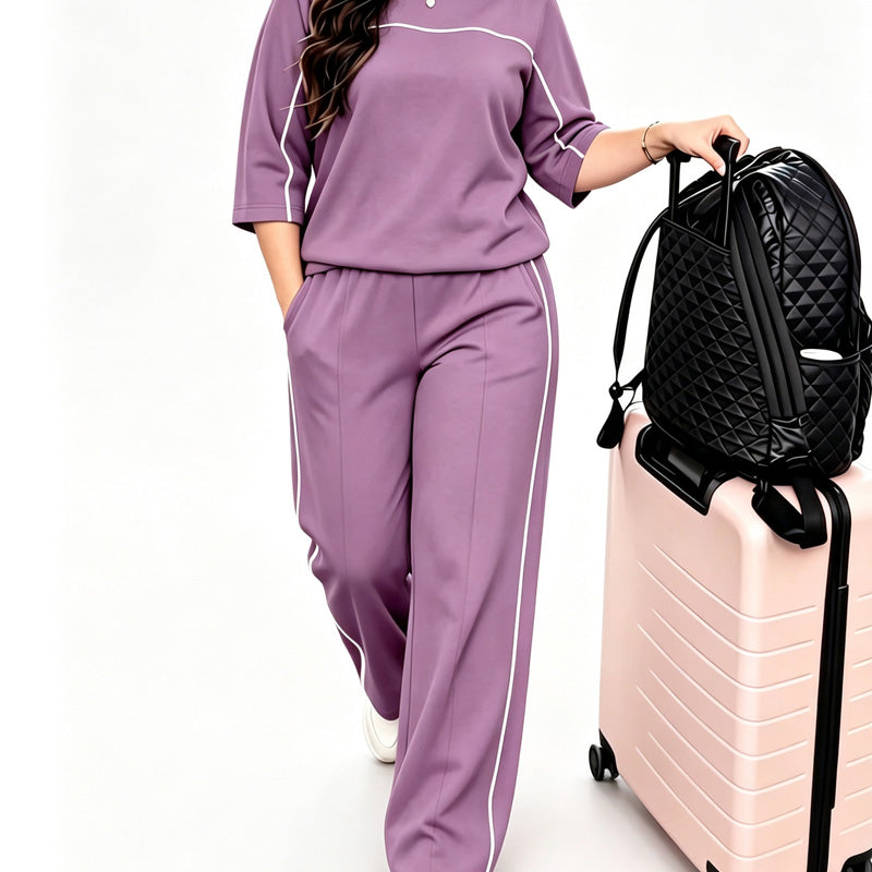 Ensemble haut et pantalon décontracté à manches courtes pour femme
