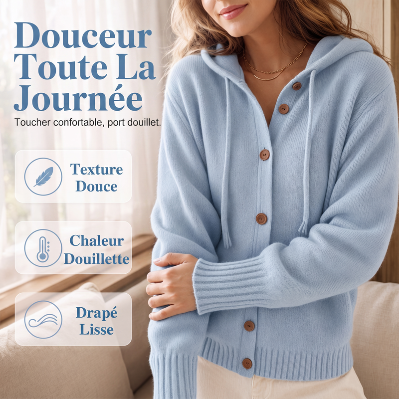 Cardigan en maille à capuche confortable pour femme