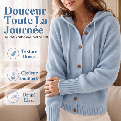 Cardigan en maille à capuche confortable pour femme