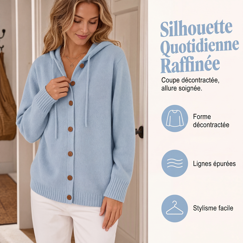 Cardigan en maille à capuche confortable pour femme