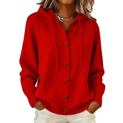 Cardigan en maille à capuche confortable pour femme