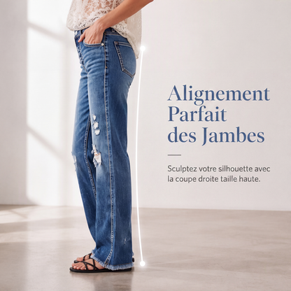 Jean droit délavé pour femme