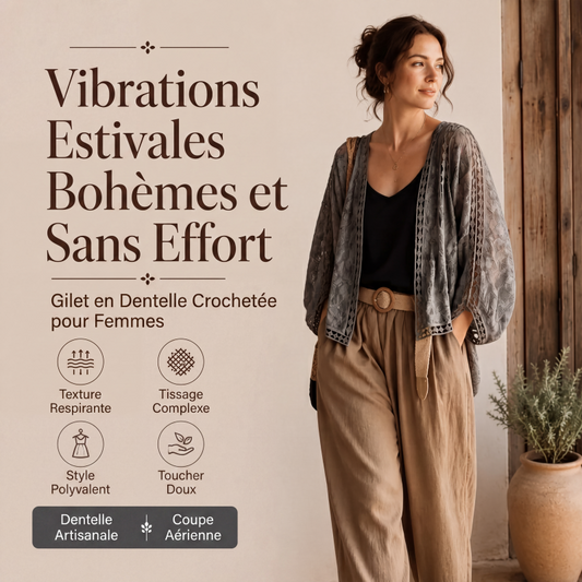 Cardigan en dentelle ajourée ample pour femme