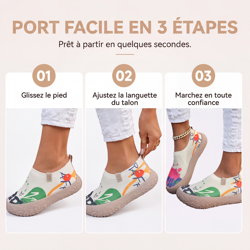 Chaussures à talon caché pour femmes, respirantes et à enfiler