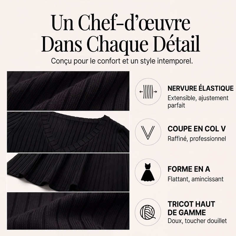 Robe trapèze en maille à manches longues pour femme