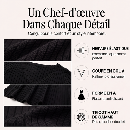 Robe trapèze en maille à manches longues pour femme
