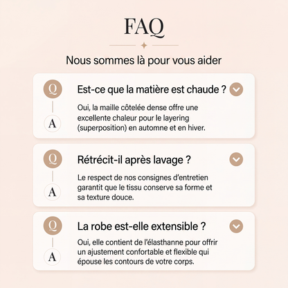 Robe trapèze en maille à manches longues pour femme