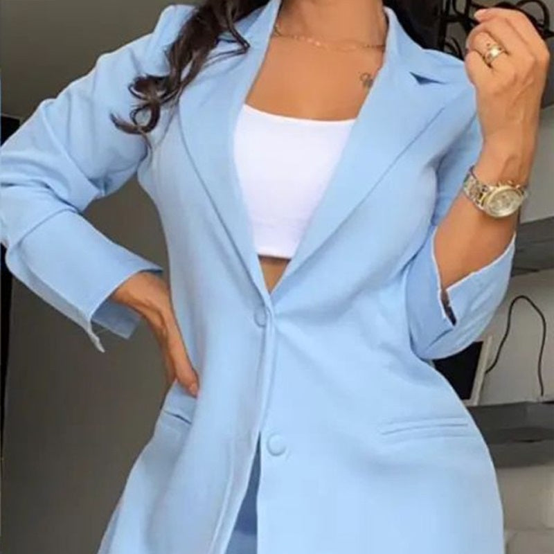 Ensembles de Deux Pièces Tendance de Couleur Unie pour Femmes - Blazer et Pantalon