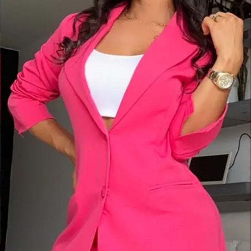 Ensembles de Deux Pièces Tendance de Couleur Unie pour Femmes - Blazer et Pantalon