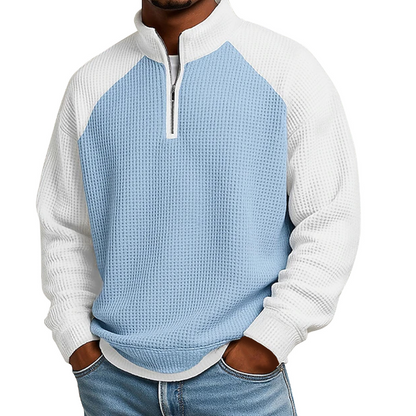 T-shirt à quart de zip en maille nid d'abeille pour hommes