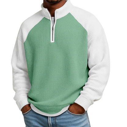 T-shirt à quart de zip en maille nid d'abeille pour hommes