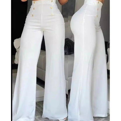 ✨ ÉLÉGANCE DU MATIN AU SOIR | Pantalon Flare Taille Haute à Double Boutonnage -50 %