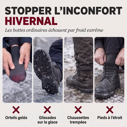 Bottes de neige chaudes à enfiler pour hommes, hiver