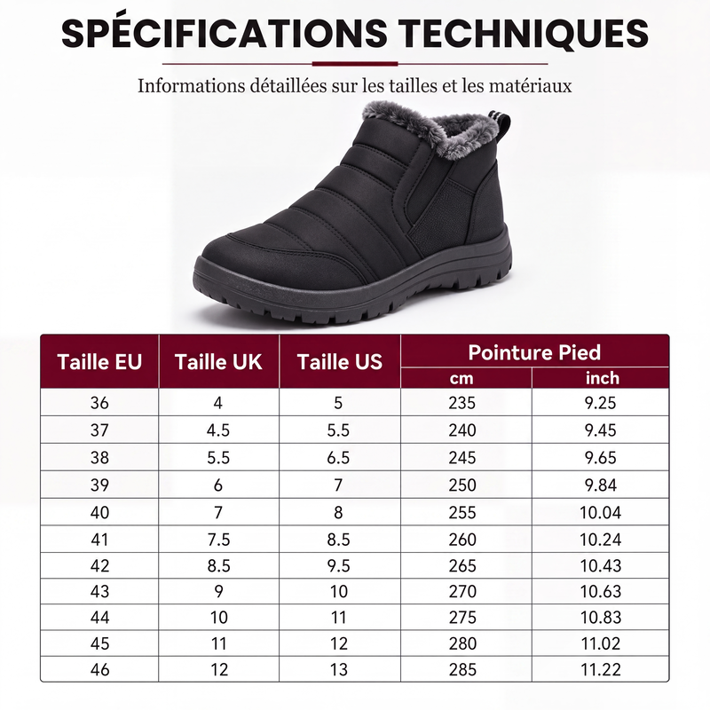 Bottes de neige chaudes à enfiler pour hommes, hiver