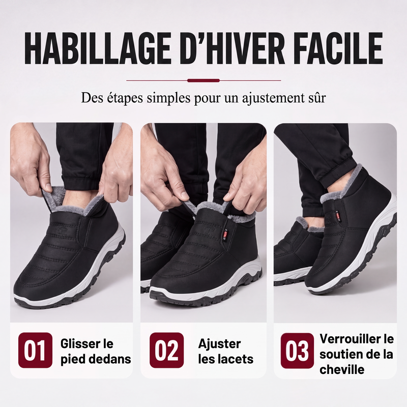 Bottes de neige chaudes à enfiler pour hommes, hiver