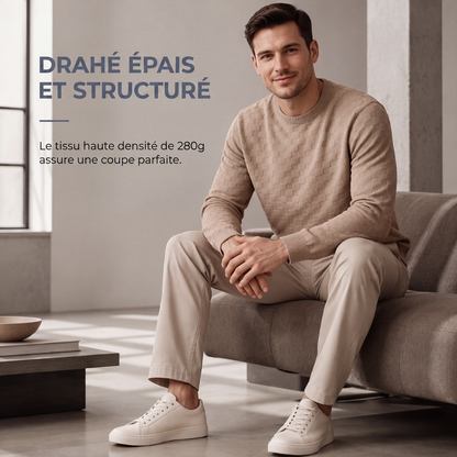 Sweat à col rond pour homme avec imprimé damier