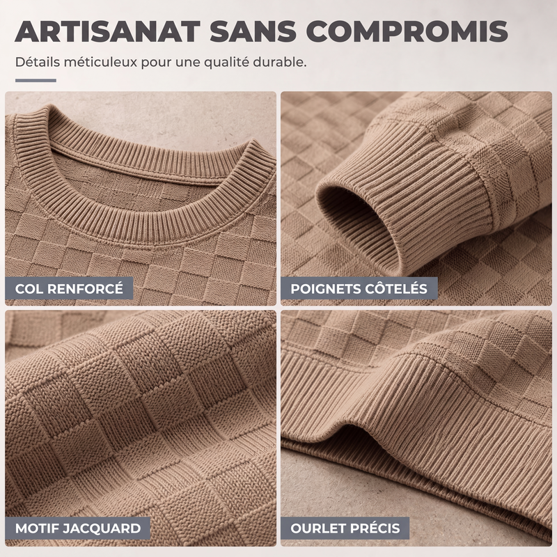 Sweat à col rond pour homme avec imprimé damier