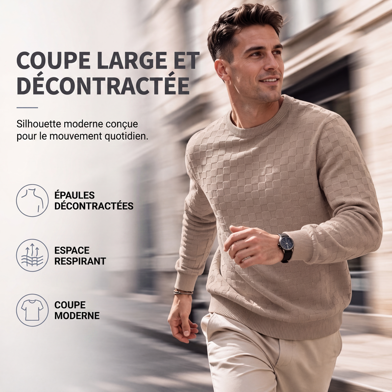 Sweat à col rond pour homme avec imprimé damier
