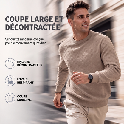 Sweat à col rond pour homme avec imprimé damier
